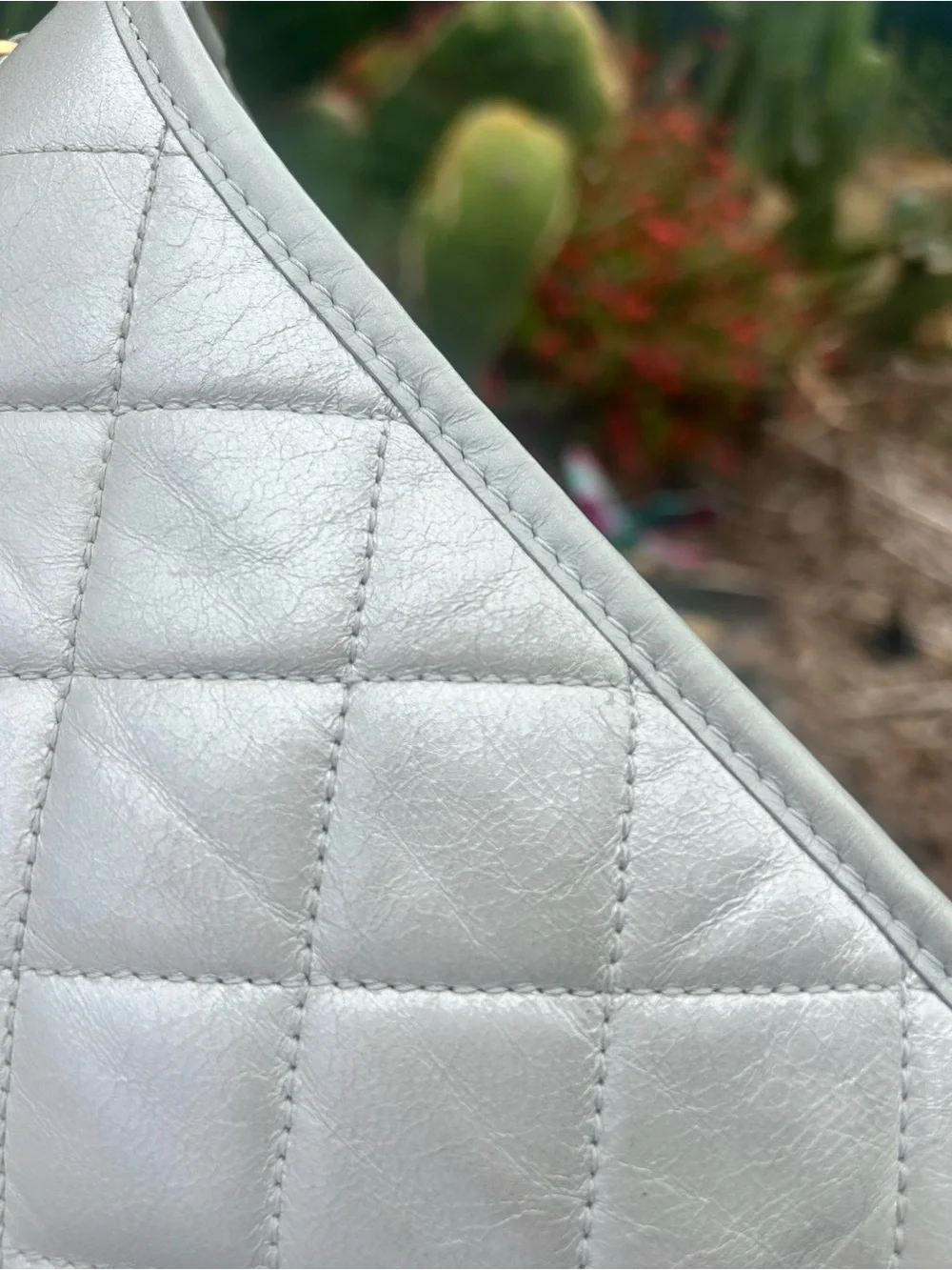CHANEL Gabrielle - Small Quilted Crossbody Bag in Light Silver with CC Charm